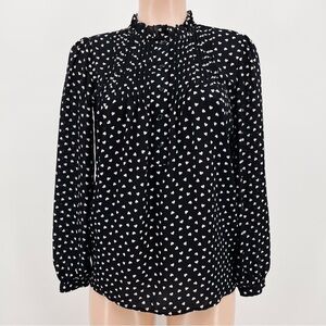 Adrianna Papell Heart Print Chiffon Popover Blouse Top Size XS